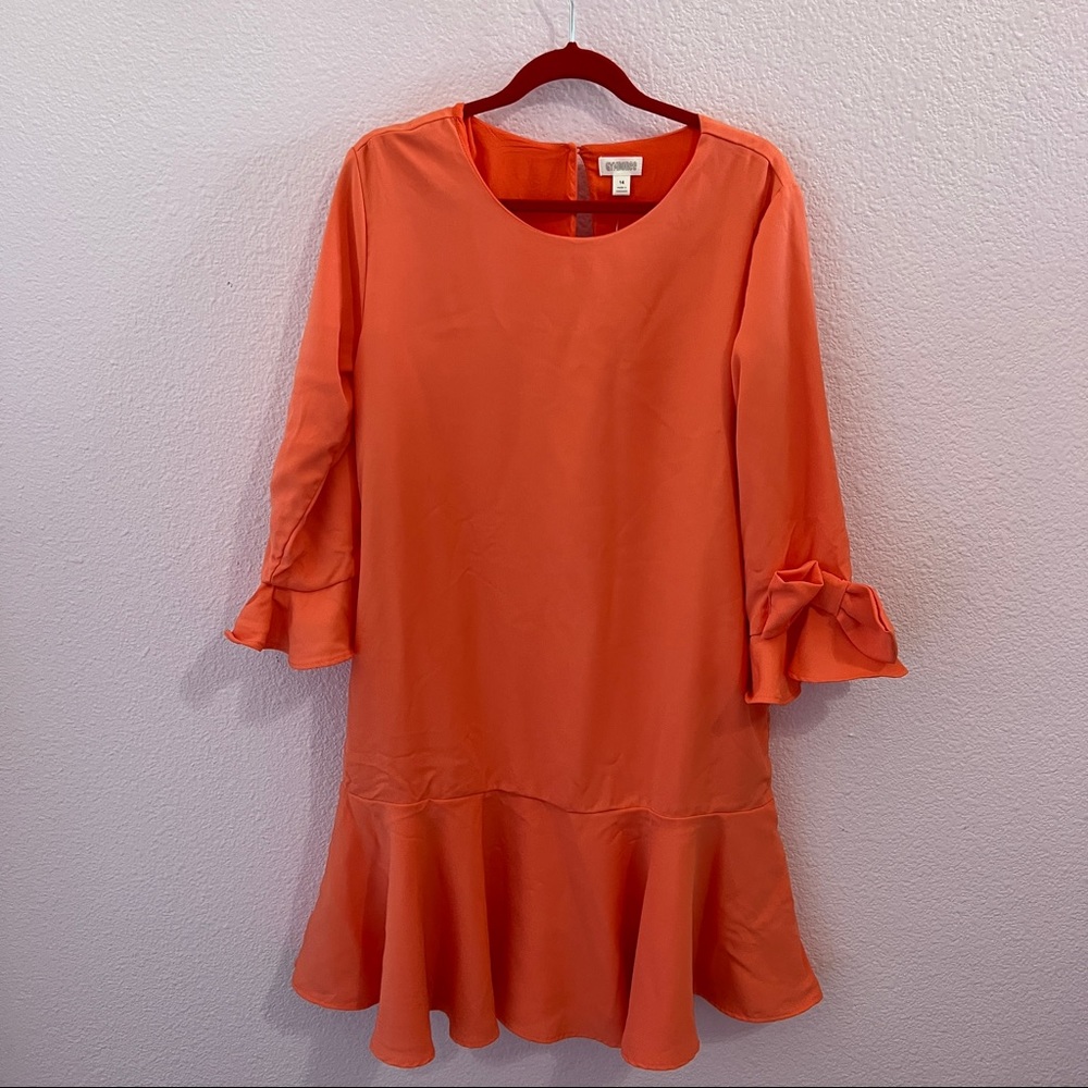 Gymboree girls coral dress with bow on sleeves size 14